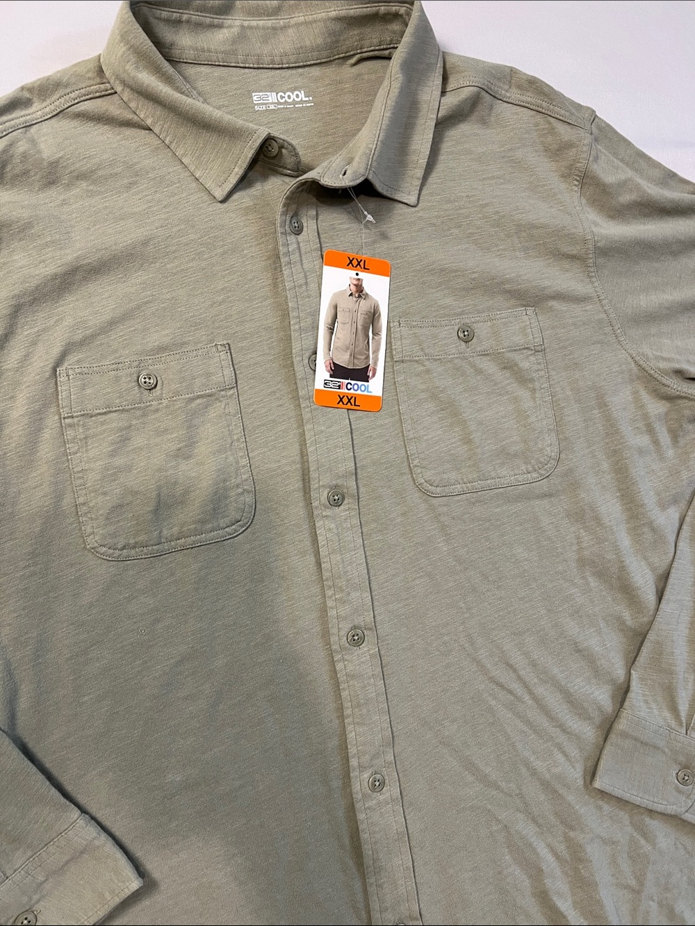32 Degrees Men's Long-Sleeve Button-Down Shirt in Olive Green - Picture 6 of 10